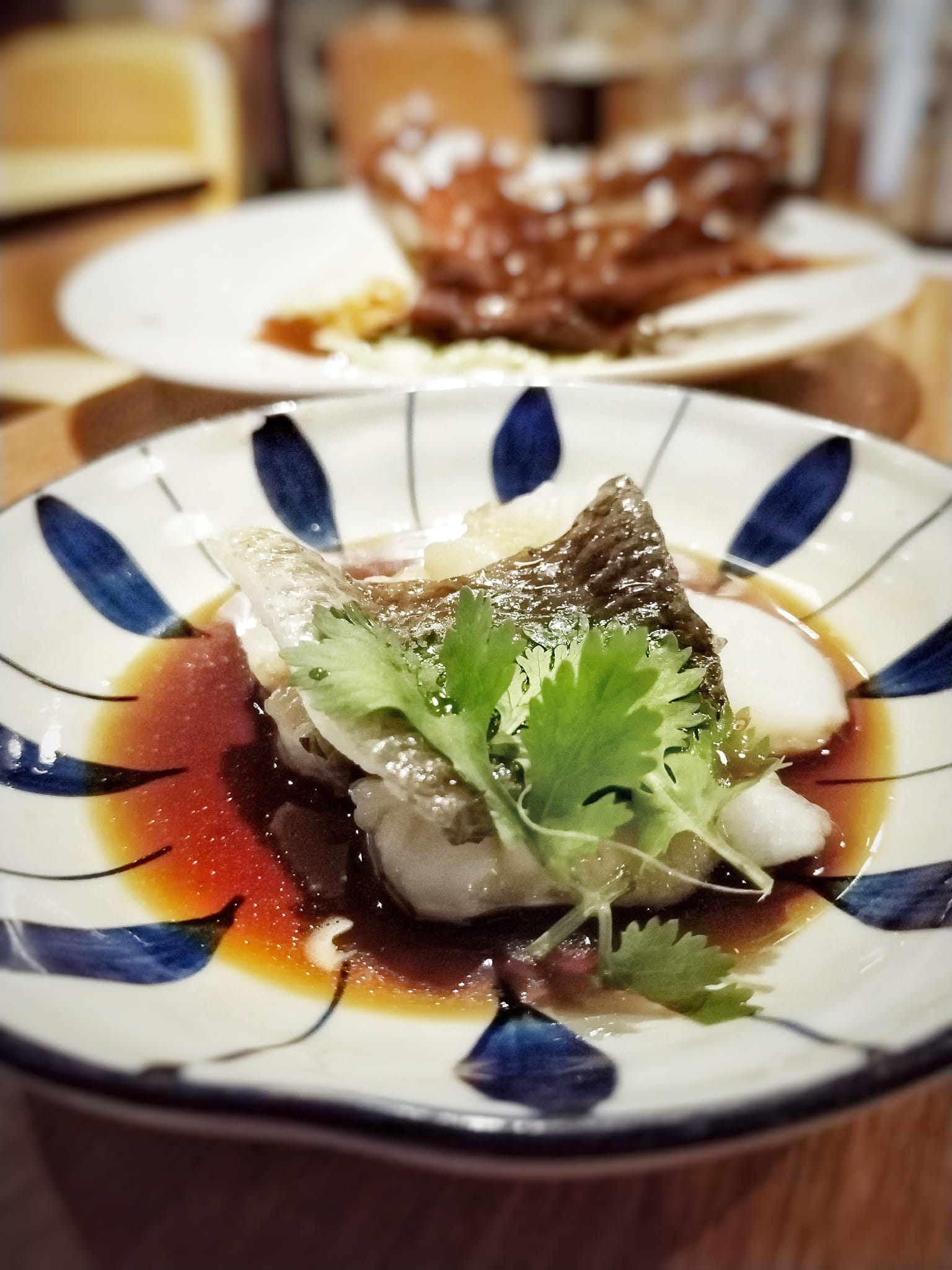 Fish served in a white plate